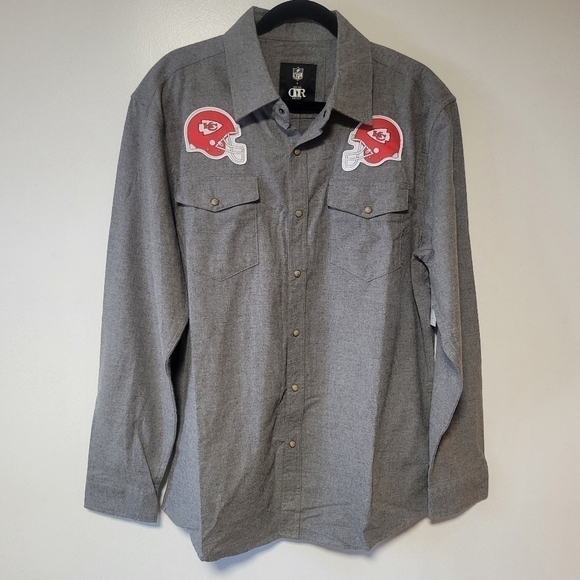 NFL x Darius Rucker Buffalo Bills Gray Gaucho Pearl snap Flannel Shirt size medi - Picture 1 of 10